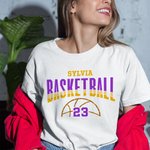 T-Shirt Personnalisé avec Nom et Numéro Motif Balle ou Ballon à Paillettes Cadeau pour Équipe Amateur de Sport