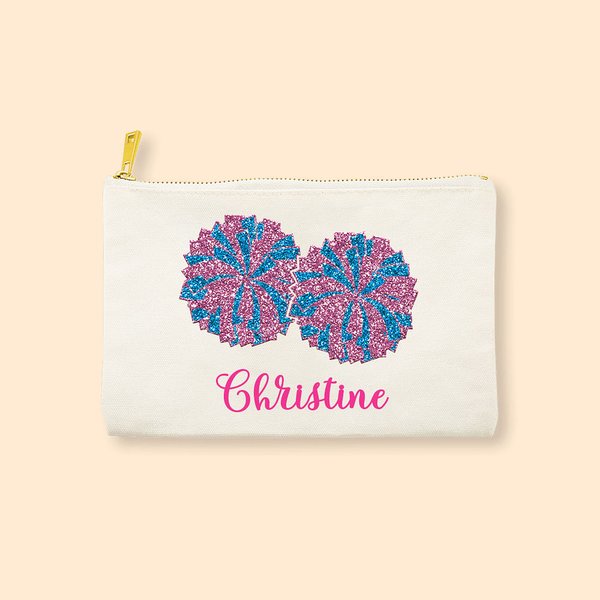 Gepersonaliseerd glitter cheerleading Pom Poms make-up cosmetisch tasje