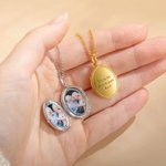 Henkilökohtainen 2 Valokuvat Oval Locket kaulakoru kaiverrettu teksti äitienpäivä syntymäpäivä korut lahja naisille