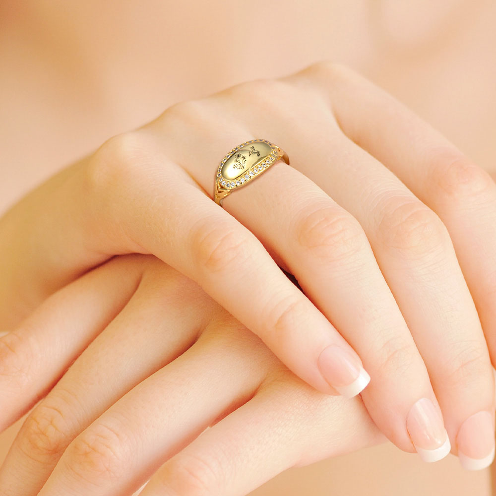 Personalized Birth flower Hummingbird Ring for Grandma Mom Gift