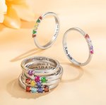 Anello personalizzato in argento Sterling 1-8 pietre di nascita con testo inciso Compleanno Regalo per la festa della mamma nonna