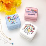 Personalisierte PU-Leder-Schmuck-Box mit Namen für Lehrer Wertschätzung Geschenk