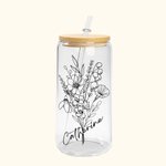 Personalized Name Birth Flower Bouquet 20oz Glass Tumbler with Lid and Straw Mother's Day Birthday Gift for Her