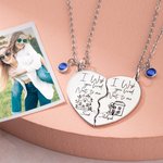 Collier en Coeur Personnalisé avec Prénom Pierre de Naissance Set de 2 Motif Maison Cadeau Anniversaire pour Meilleure Amie