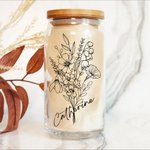 Personalized Name Birth Flower Bouquet 20oz Glass Tumbler with Lid and Straw Mother's Day Birthday Gift for Her