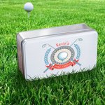 Boîte de Rangement en Métal Personnalisée avec Nom Texte Motif Golf Boîte de Friandises Cadeau pour Famille