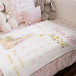Personalised Peter Rabbit Baby Milestone Growth Tracker Soft Blanket Photo Prop Baby Shower Birthday Gift for Newborn Kid
