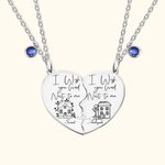 Collier en Coeur Personnalisé avec Prénom Pierre de Naissance Set de 2 Motif Maison Cadeau Anniversaire pour Meilleure Amie
