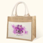 Personifierad förvaring i juteväv Akvarell Födelseblomma tygpåse med namn