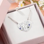Collier en Coeur Personnalisé avec Prénom Pierre de Naissance Set de 2 Motif Maison Cadeau Anniversaire pour Meilleure Amie