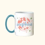 Personalized Sparkly Retro 70s Disco Ball Mirror Ball Cute Ceramic Coffee Mug 11oz