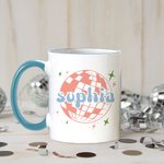 Personalized Sparkly Retro 70s Disco Ball Mirror Ball Cute Ceramic Coffee Mug 11oz
