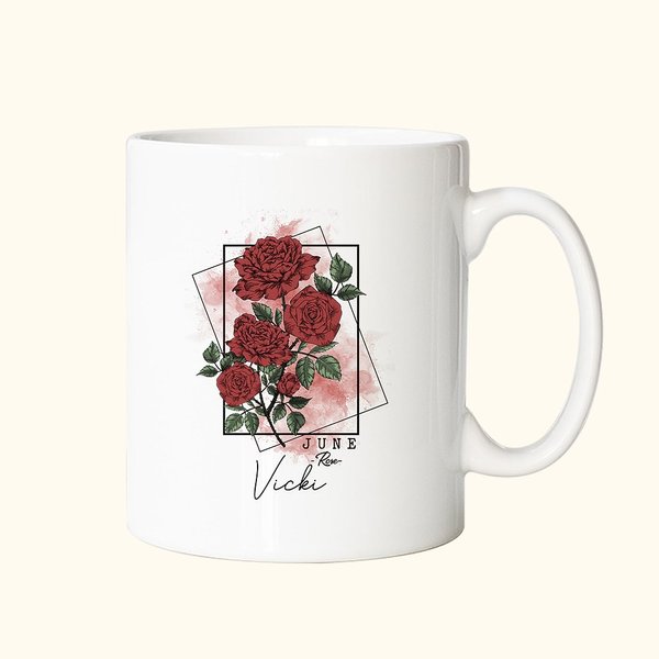 Taza de Cerámica Personalizada Acuarela Ramo de Flores de Nacimiento 11oz con Nombre Regalo de Cumpleaños Día de la Madre para Mujer