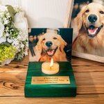 Personalized Photo Frame with Engraved Plaque Wooden Memorial Candle Holder