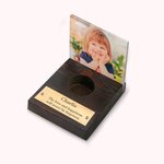 Personalized Photo Frame with Engraved Plaque Wooden Memorial Candle Holder