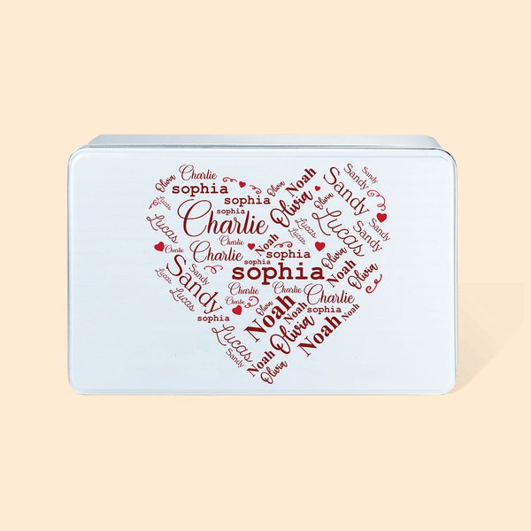 Personalizzato famiglia amore cuore impiombatura nome metallo biscotto stagno
