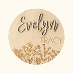 Personalised Wood Baby Birth Announcement Sign with Wildflower and Name