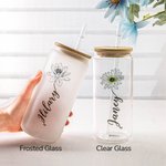 Personalized Wild Flower Birth Flower and Name Can Glass Tumbler 20oz Gift for Bridesmaid