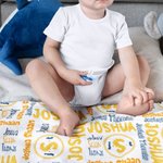 Manta de vellón personalizada con nombre Dinosaurio Fantasía Unicornio Regalo de cumpleaños Baby Shower para bebé niño