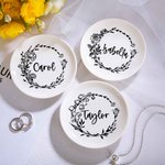 Personlig Födelseblomma med Namn Smyckesskål för Kvinnor Födelsedag Mors Dag Present