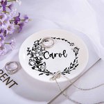 Personlig Födelseblomma med Namn Smyckesskål för Kvinnor Födelsedag Mors Dag Present