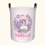 Personalizzato fantasia Unicorno Design Lavanderia giocattolo cestino organizzatore per bambini regalo