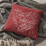 Housse de Coussin Personnalisée avec Collage de 1-20 Noms Bourrage à Choix Décoration de Maison Cadeau St-Valentin Emménagement pour Couple Famille