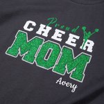 Personalised Glitter Bow Proud Cheer Mom 100% Cotton Short Sleeve T-shirt with Name Breathable Multicolour Available Game Day Gift for Mom