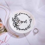 Personlig Födelseblomma med Namn Smyckesskål för Kvinnor Födelsedag Mors Dag Present