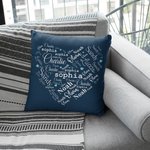Housse de Coussin Personnalisée avec Collage de 1-20 Noms Bourrage à Choix Décoration de Maison Cadeau St-Valentin Emménagement pour Couple Famille