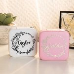 Boîte à Bijoux en Cuir PU Personnalisée avec Fleur de Naissance Cadeau Fête Anniversaire pour Femme