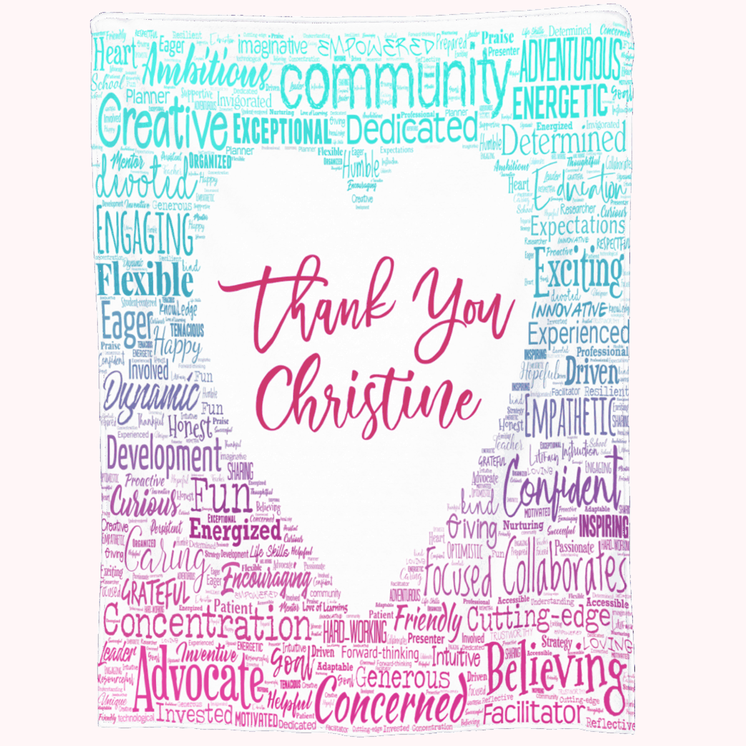 Personalisierte Dankeschön Herz Gradient Decke mit Namen für Muttertag Geburtstag Geschenk für sie