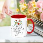 Personalized 1-9 Holding Kid Hands Flower 11oz Mug with Name Mother's Day Birthday Gift For Grandma Mom