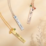 Personalized Birth Flower With Birthstone Necklace for Women