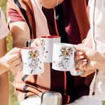 Personalized 1-9 Holding Kid Hands Flower 11oz Mug with Name Mother's Day Birthday Gift For Grandma Mom