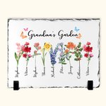 Personalized Birth Flower Family Names Rock Slate Frame for Mother Grandmother Gift