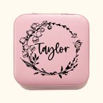 Boîte à Bijoux en Cuir PU Personnalisée avec Fleur de Naissance Cadeau Fête Anniversaire pour Femme