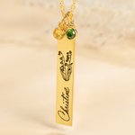 Personalized Birth Flower With Birthstone Necklace for Women