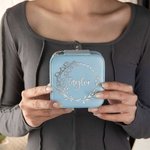 Boîte à Bijoux en Cuir PU Personnalisée avec Fleur de Naissance Cadeau Fête Anniversaire pour Femme