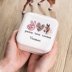 Gepersonaliseerde PU lederen paard meisje sieraden doos sieraden organisator