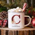 Personalized Peter Rabbit 12oz Enamel Mug with Plaid Letter and Name Easter Birthday Gift for Kid