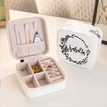 Boîte à Bijoux en Cuir PU Personnalisée avec Fleur de Naissance Cadeau Fête Anniversaire pour Femme