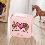 Gepersonaliseerde PU lederen paard meisje sieraden doos sieraden organisator
