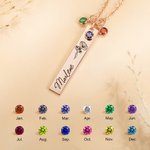 Personalized Birth Flower With Birthstone Necklace for Women