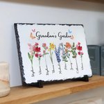 Personalized Birth Flower Family Names Rock Slate Frame for Mother Grandmother Gift