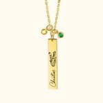Personalized Birth Flower With Birthstone Necklace for Women