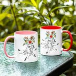 Personalized 1-9 Holding Kid Hands Flower 11oz Mug with Name Mother's Day Birthday Gift For Grandma Mom