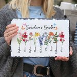 Personalized Birth Flower Family Names Rock Slate Frame for Mother Grandmother Gift