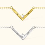 Chaîne avec Nom Personnalisé Collier en V avec ou sans Diamant Cadeau d'Anniversaire pour Femme