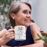 Personalized 1-9 Holding Kid Hands Flower 11oz Mug with Name Mother's Day Birthday Gift For Grandma Mom